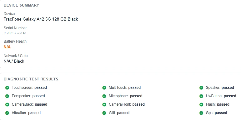 Live Diagnostic Test Results